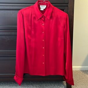 Vintage 80’s Due Per Due Red Silk Button-Up Shirt Size 4
